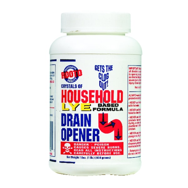 Rooto Household Lye Based Crystals Drain Opener 1 lb 1030 Zoro